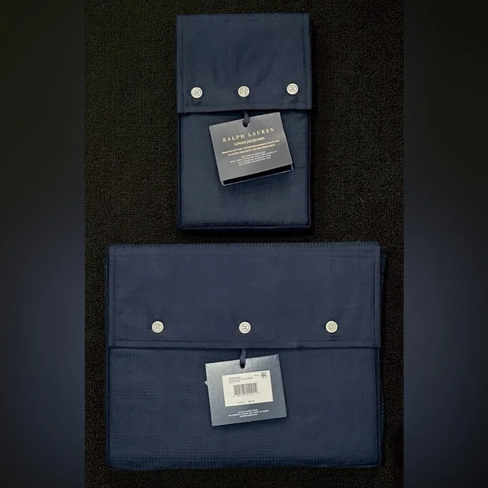 $435 NEW RALPH LAUREN HOME KING FLAT SHEET & 2 PILLOWCASES LOVAN PLAID NAVY